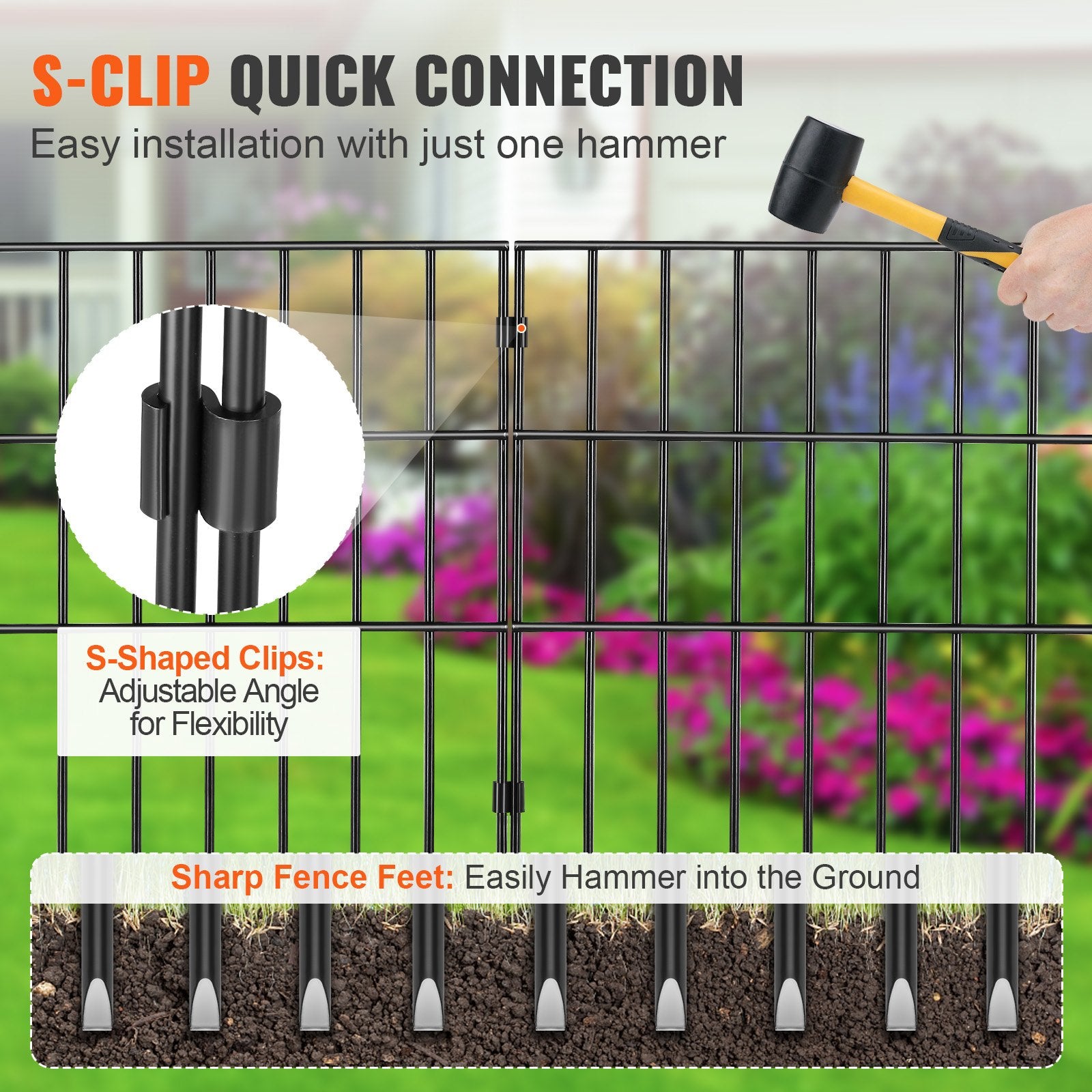 Garden Fence, No Dig Fence 44(H)x33(L)cm Animal Barrier Fence, Underground Decorative Garden Fencing with V952-JSWL1713INCH25Y8XV0