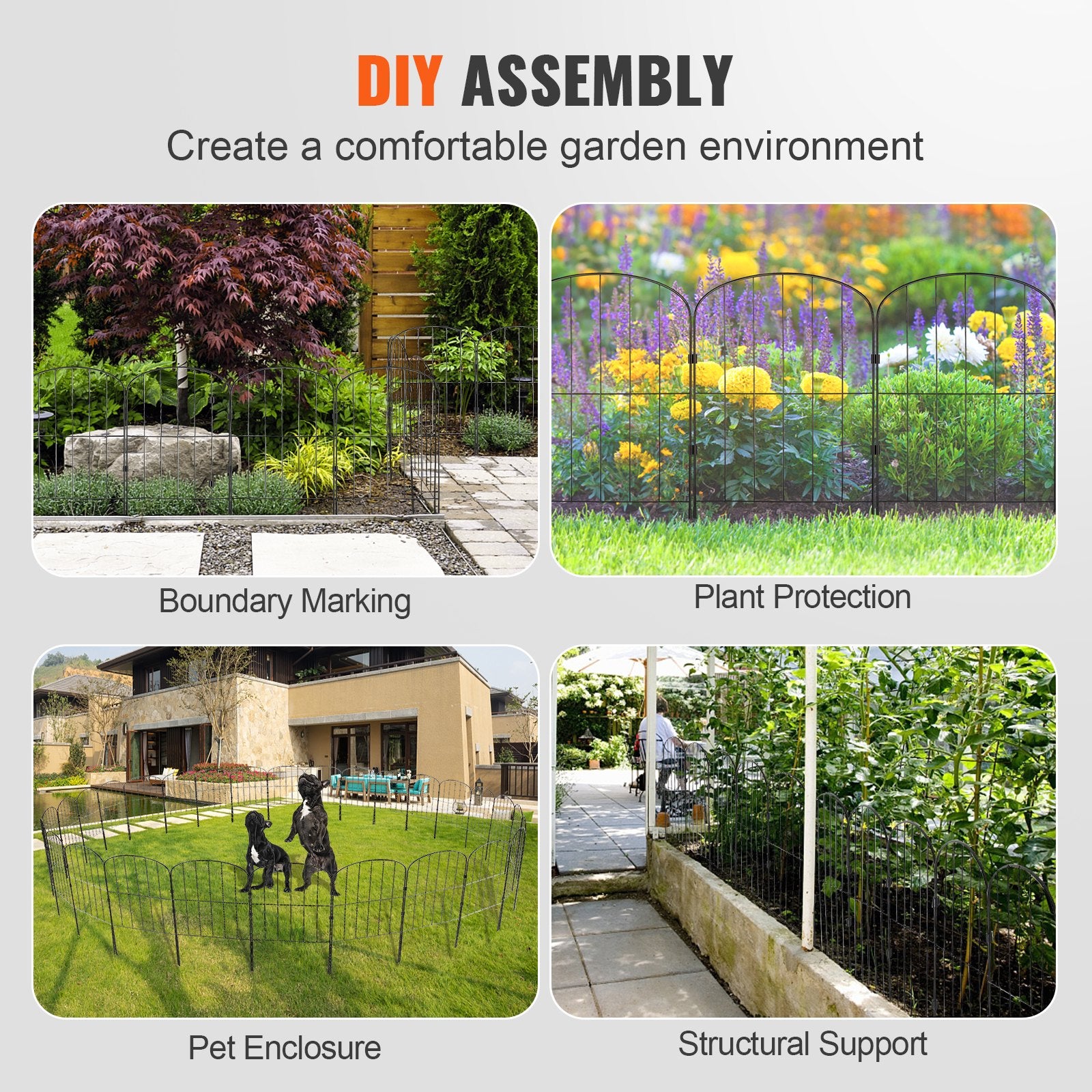 Garden Fence, No Dig Fence 61 x 33 cm Animal Barrier Fence, Underground Decorative Garden Fencing with 5.08 V952-JSWL2413INCHNOKRCV0