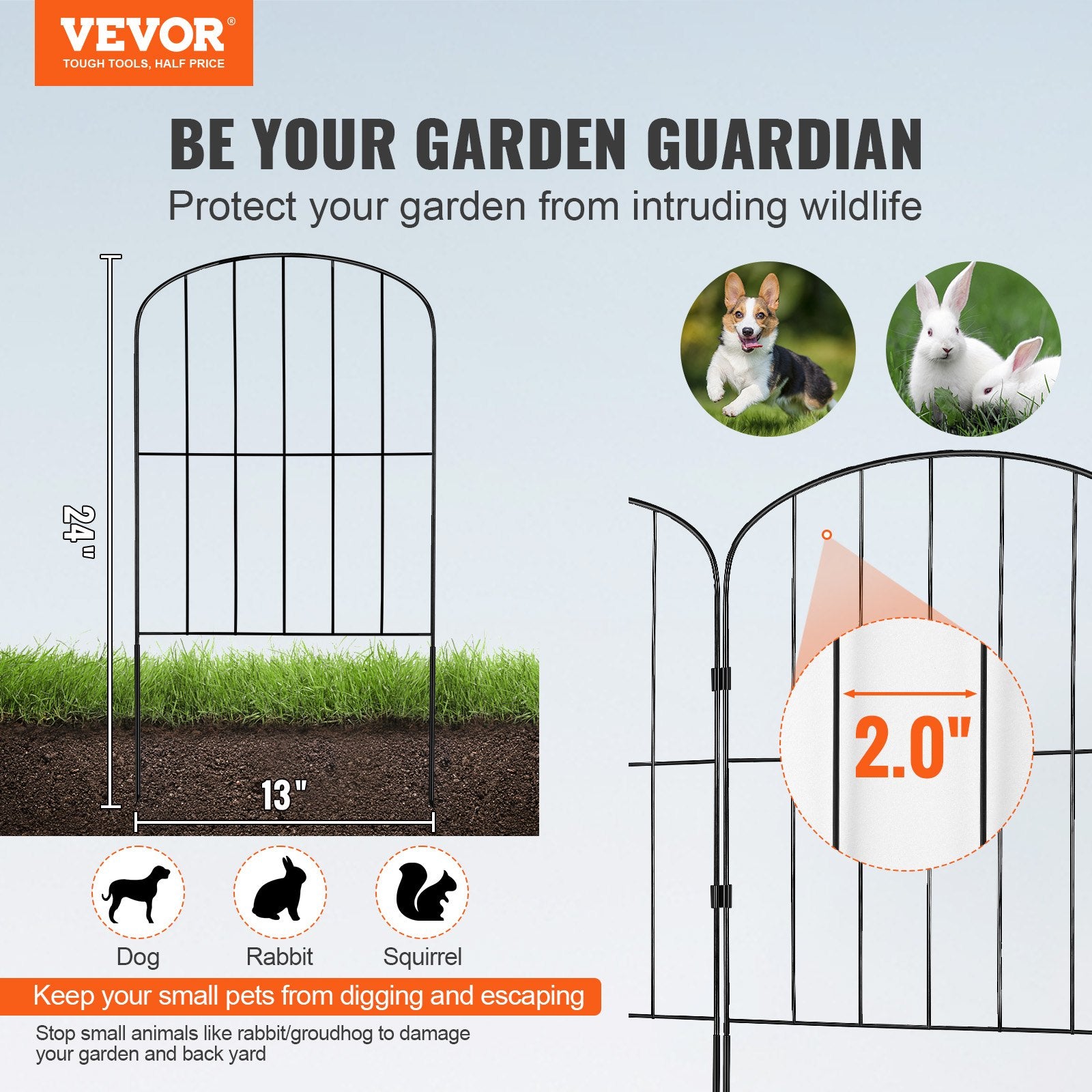 Garden Fence, No Dig Fence 61 x 33 cm Animal Barrier Fence, Underground Decorative Garden Fencing with 5.08 V952-JSWL2413INCHO06VPV0