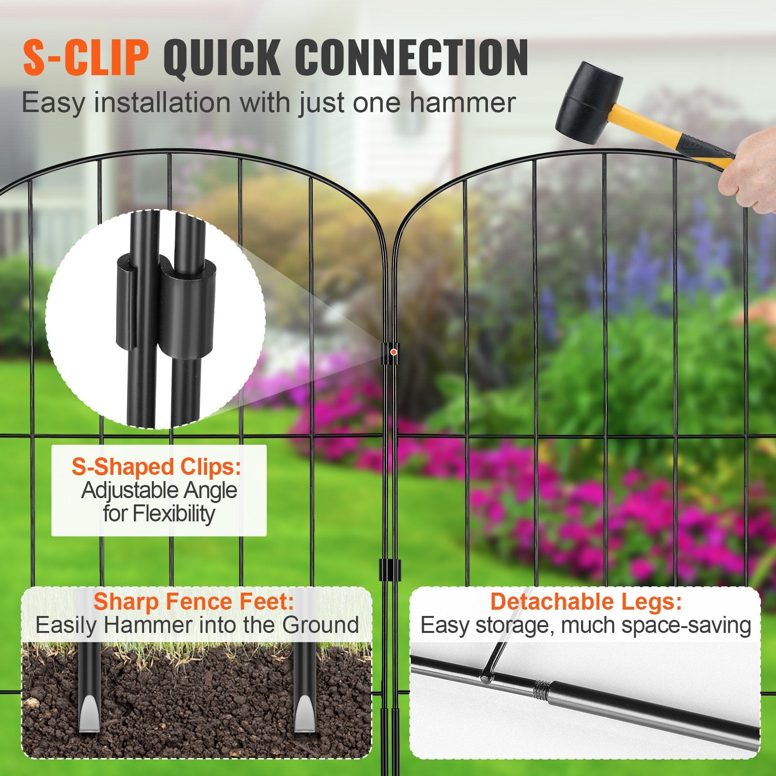 Garden Fence, No Dig Fence 61 x 33 cm Animal Barrier Fence, Underground Decorative Garden Fencing with 5.08 V952-JSWL2413INCHO06VPV0