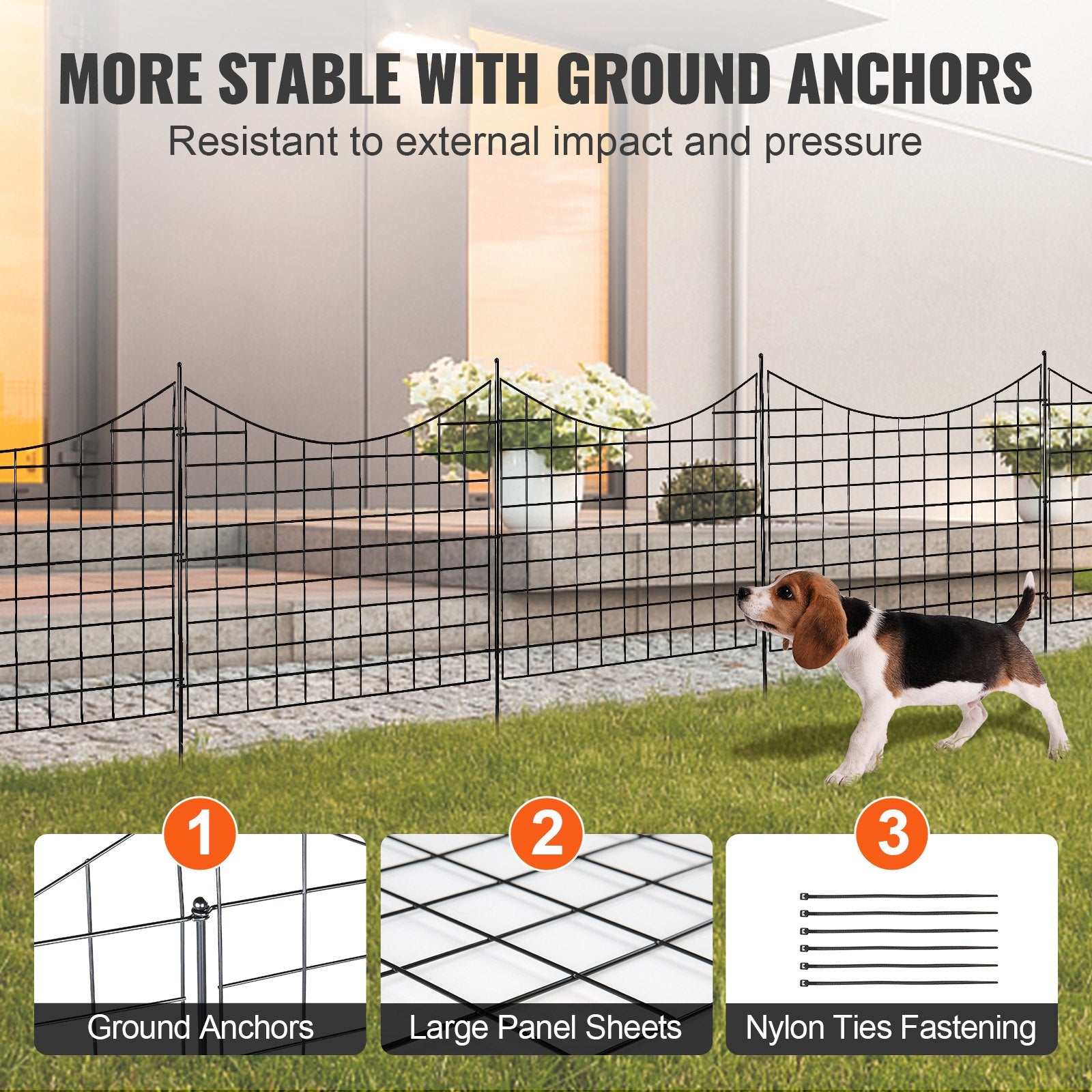 Garden Fence, 75x93 cm Animal Barrier Fence, Underground Decorative Garden Fencing with 6.38 cm Spike V952-JSWL385295INRNI2VV0