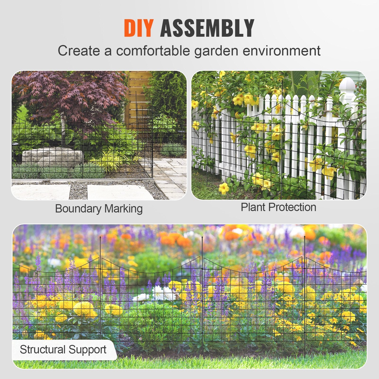 Garden Fence, 75x93 cm Animal Barrier Fence, Underground Decorative Garden Fencing with 6.38 cm Spike V952-JSWL385295INRNI2VV0