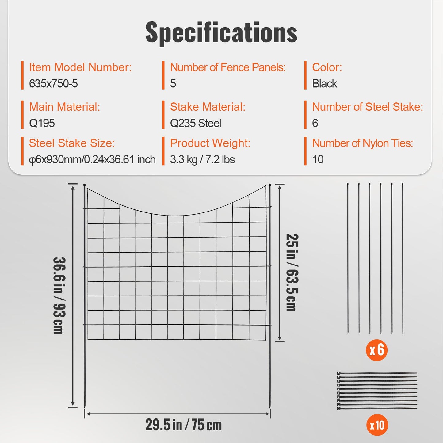 Garden Fence, 75x93 cm Animal Barrier Fence, Underground Decorative Garden Fencing with 6.38 cm Spike V952-JSWL385295INRNI2VV0