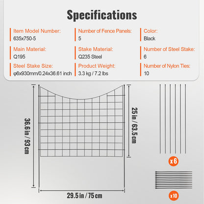 Garden Fence, 75x93 cm Animal Barrier Fence, Underground Decorative Garden Fencing with 6.38 cm Spike V952-JSWL385295INRNI2VV0