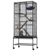 69" Metal Small Animal Cage 4-Tier Rolling Ferret Cage with Tray 3 Ramps V952-JSXDL301869I2SROXV0