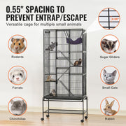 69" Metal Small Animal Cage 4-Tier Rolling Ferret Cage with Tray 3 Ramps V952-JSXDL301869I2SROXV0