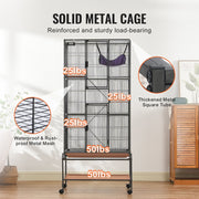 69" Metal Small Animal Cage 4-Tier Rolling Ferret Cage with Tray 3 Ramps V952-JSXDL301869I2SROXV0