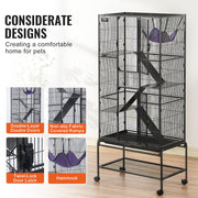 69" Metal Small Animal Cage 4-Tier Rolling Ferret Cage with Tray 3 Ramps V952-JSXDL301869I2SROXV0