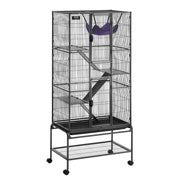 69" Metal Small Animal Cage 4-Tier Rolling Ferret Cage with Tray 3 Ramps V952-JSXDL301869I2SROXV0
