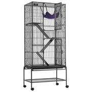 69" Metal Small Animal Cage 4-Tier Rolling Ferret Cage with Tray 3 Ramps V952-JSXDL301869I2SROXV0