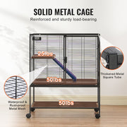 36" Metal Small Animal Cage 2-Tier Rolling Ferret Cage with Tray A Ramp V952-JSXDL322233IWSCUUV0