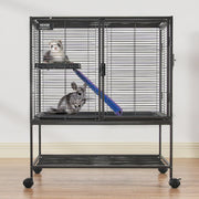 36" Metal Small Animal Cage 2-Tier Rolling Ferret Cage with Tray A Ramp V952-JSXDL322233IWSCUUV0
