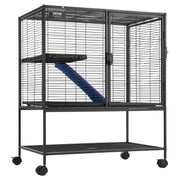 36" Metal Small Animal Cage 2-Tier Rolling Ferret Cage with Tray A Ramp V952-JSXDL322233IWSCUUV0