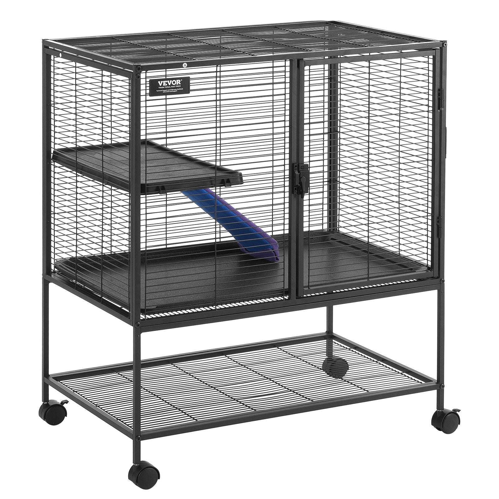 36" Metal Small Animal Cage 2-Tier Rolling Ferret Cage with Tray A Ramp V952-JSXDL322233IWSCUUV0