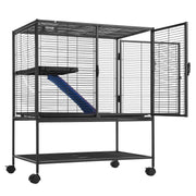 36" Metal Small Animal Cage 2-Tier Rolling Ferret Cage with Tray A Ramp V952-JSXDL322233IWSCUUV0