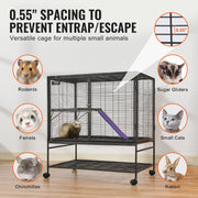 39" Metal Small Animal Cage 2-Tier Rolling Ferret Cage with Tray A Ramp V952-JSXDL362439IF6COGV0