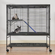 39" Metal Small Animal Cage 2-Tier Rolling Ferret Cage with Tray A Ramp V952-JSXDL362439IF6COGV0