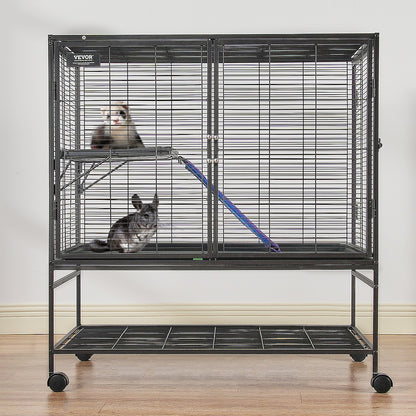 39" Metal Small Animal Cage 2-Tier Rolling Ferret Cage with Tray A Ramp V952-JSXDL362439IF6COGV0