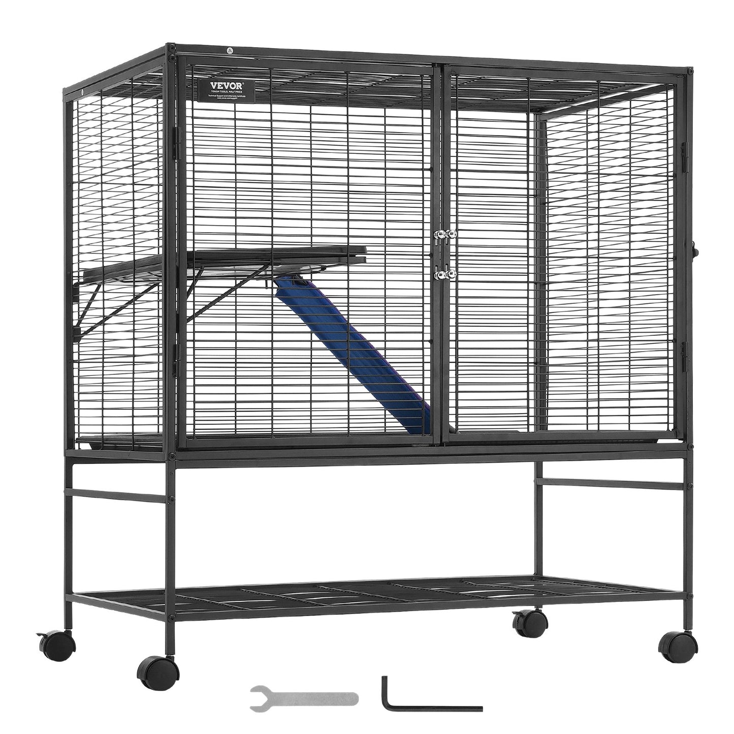 39" Metal Small Animal Cage 2-Tier Rolling Ferret Cage with Tray A Ramp V952-JSXDL362439IF6COGV0