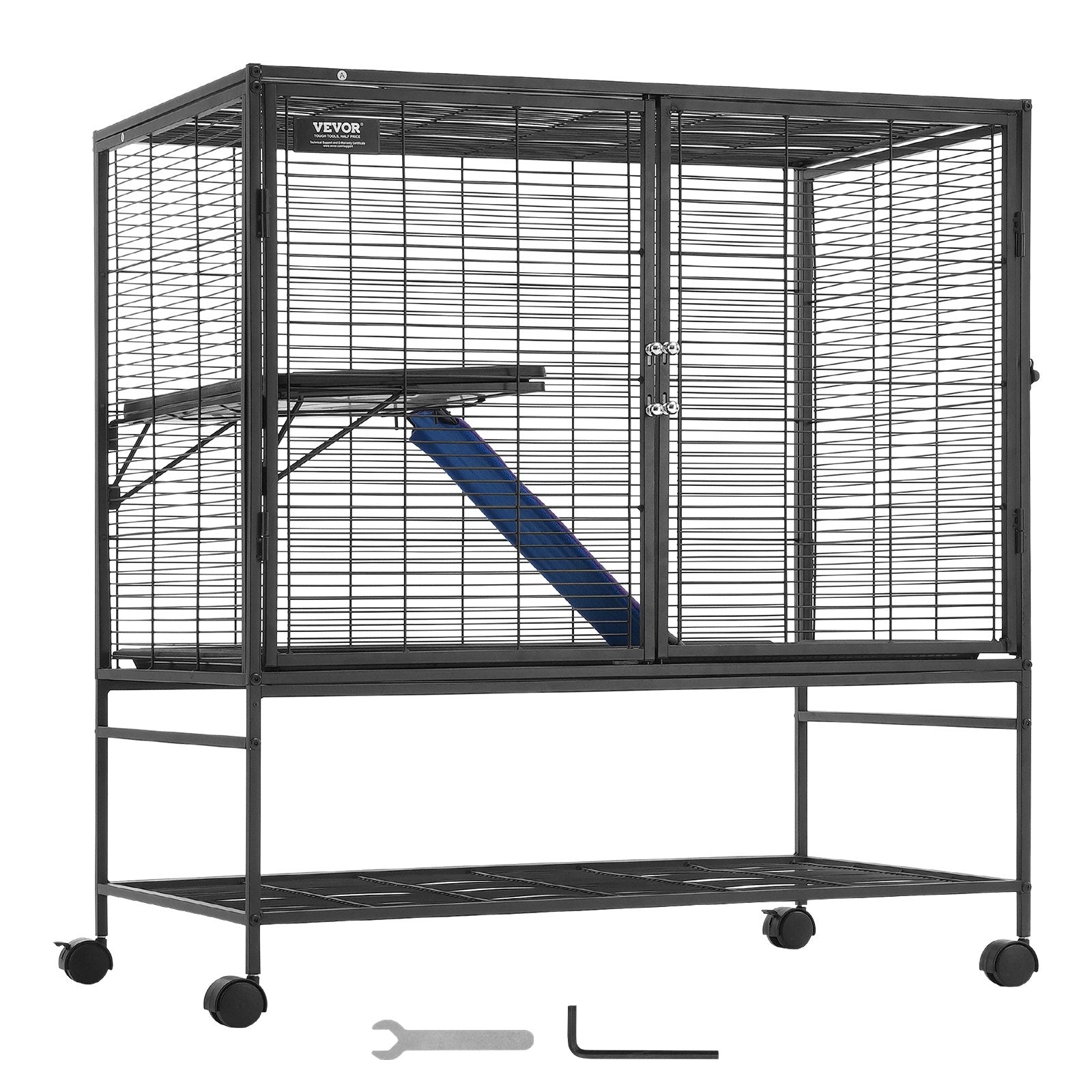 39" Metal Small Animal Cage 2-Tier Rolling Ferret Cage with Tray A Ramp V952-JSXDL362439IF6COGV0