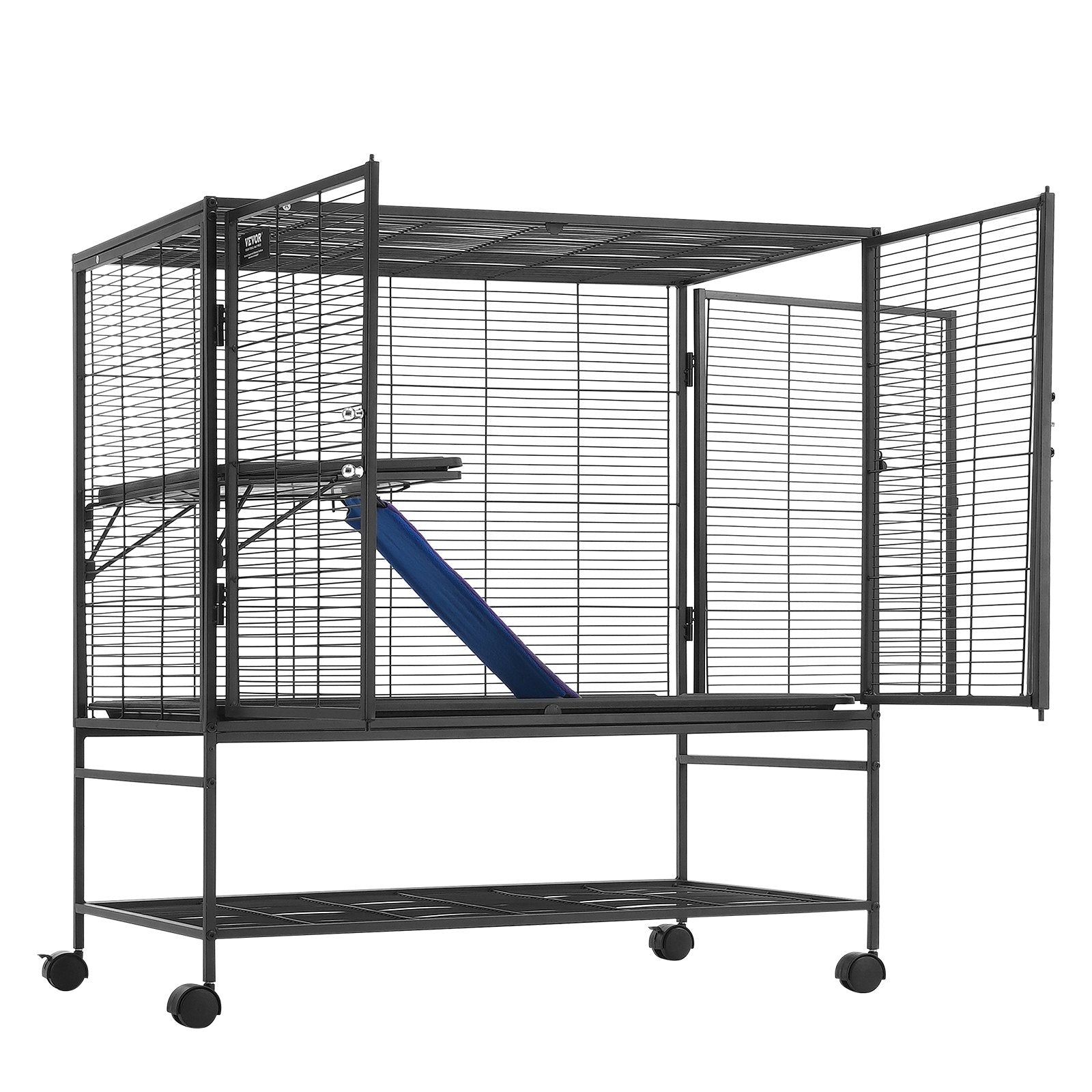 39" Metal Small Animal Cage 2-Tier Rolling Ferret Cage with Tray A Ramp V952-JSXDL362439IF6COGV0