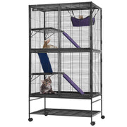 64.6" Metal Small Animal Cage 4-Tier Rolling Ferret Cage with Tray 3 Ramps V952-JSXDL362463IRPIZQV0