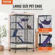 64.6" Metal Small Animal Cage 4-Tier Rolling Ferret Cage with Tray 3 Ramps V952-JSXDL362463IRPIZQV0