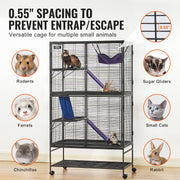 64.6" Metal Small Animal Cage 4-Tier Rolling Ferret Cage with Tray 3 Ramps V952-JSXDL362463IRPIZQV0