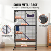 64.6" Metal Small Animal Cage 4-Tier Rolling Ferret Cage with Tray 3 Ramps V952-JSXDL362463IRPIZQV0