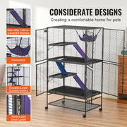 64.6" Metal Small Animal Cage 4-Tier Rolling Ferret Cage with Tray 3 Ramps V952-JSXDL362463IRPIZQV0
