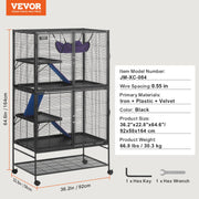 64.6" Metal Small Animal Cage 4-Tier Rolling Ferret Cage with Tray 3 Ramps V952-JSXDL362463IRPIZQV0