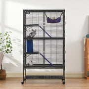 64.6" Metal Small Animal Cage 4-Tier Rolling Ferret Cage with Tray 3 Ramps V952-JSXDL362463IRPIZQV0