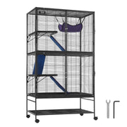 64.6" Metal Small Animal Cage 4-Tier Rolling Ferret Cage with Tray 3 Ramps V952-JSXDL362463IRPIZQV0