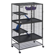 64.6" Metal Small Animal Cage 4-Tier Rolling Ferret Cage with Tray 3 Ramps V952-JSXDL362463IRPIZQV0