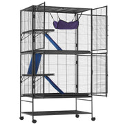 64.6" Metal Small Animal Cage 4-Tier Rolling Ferret Cage with Tray 3 Ramps V952-JSXDL362463IRPIZQV0