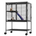34" Metal Small Animal Cage 2-Tier Rolling Ferret Cage with Tray A Ramp V952-JSXDLJS24173EGCSNV0