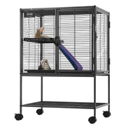 34" Metal Small Animal Cage 2-Tier Rolling Ferret Cage with Tray A Ramp V952-JSXDLJS24173EGCSNV0