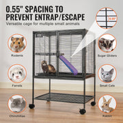 34" Metal Small Animal Cage 2-Tier Rolling Ferret Cage with Tray A Ramp V952-JSXDLJS24173EGCSNV0