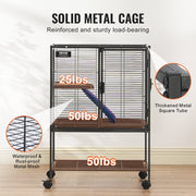 34" Metal Small Animal Cage 2-Tier Rolling Ferret Cage with Tray A Ramp V952-JSXDLJS24173EGCSNV0