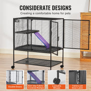 34" Metal Small Animal Cage 2-Tier Rolling Ferret Cage with Tray A Ramp V952-JSXDLJS24173EGCSNV0