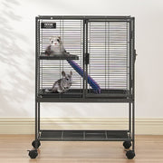 34" Metal Small Animal Cage 2-Tier Rolling Ferret Cage with Tray A Ramp V952-JSXDLJS24173EGCSNV0