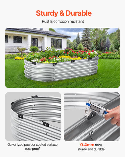 Metal Raised Garden Bed 4x2x1 ft Outdoor Galvanized Planter Box Silver V952-JSYHZZC421FT2BQAHV0