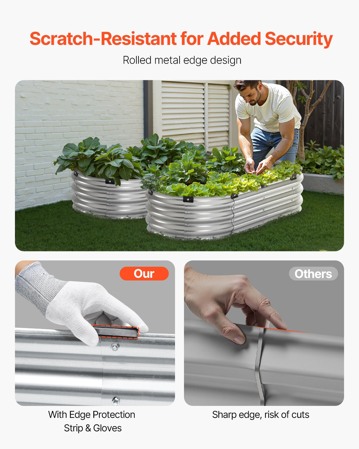 Metal Raised Garden Bed 4x2x1 ft Outdoor Galvanized Planter Box Silver V952-JSYHZZC421FT2BQAHV0