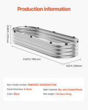 Metal Raised Garden Bed 4x2x1 ft Outdoor Galvanized Planter Box Silver V952-JSYHZZC421FT2BQAHV0