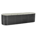 Metal Raised Garden Bed, 2.4 x 0.6 x 0.6 m Oval Outdoor Galvanized Planter Garden Box, Open Bottom Design, V952-JSYHZZCTYXSH1MOSL002V0