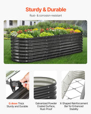 Metal Raised Garden Bed, 2.4 x 0.6 x 0.6 m Oval Outdoor Galvanized Planter Garden Box, Open Bottom Design, V952-JSYHZZCTYXSH1MOSL002V0