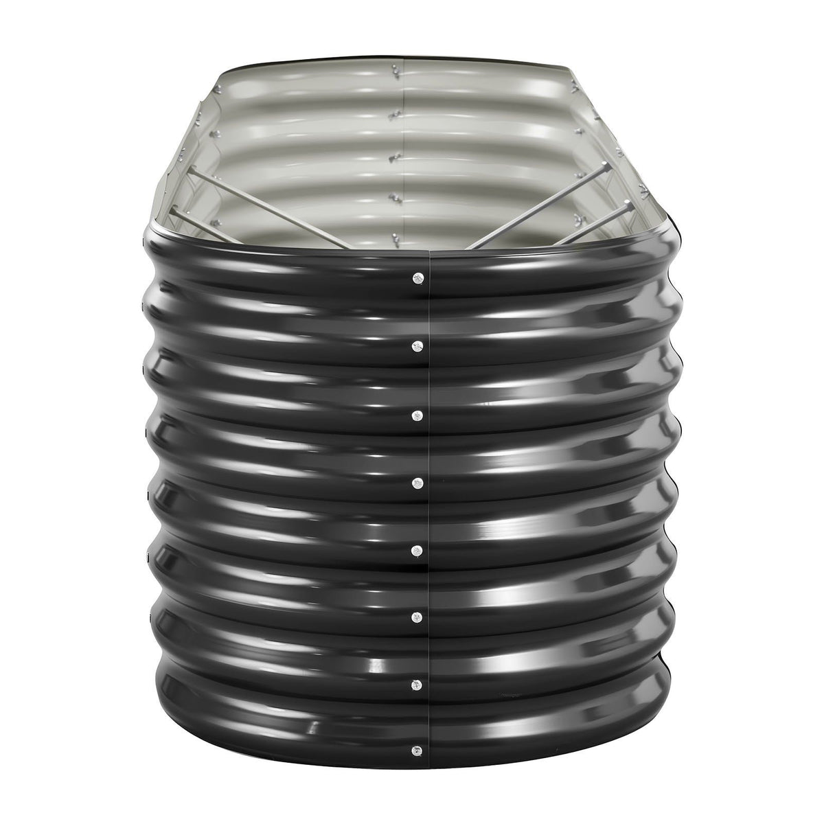 Metal Raised Garden Bed, 2.4 x 0.6 x 0.6 m Oval Outdoor Galvanized Planter Garden Box, Open Bottom Design, V952-JSYHZZCTYXSH1MOSL002V0