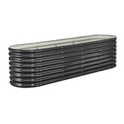 Metal Raised Garden Bed, 2.4 x 0.6 x 0.6 m Oval Outdoor Galvanized Planter Garden Box, Open Bottom Design, V952-JSYHZZCTYXSH1MOSL002V0