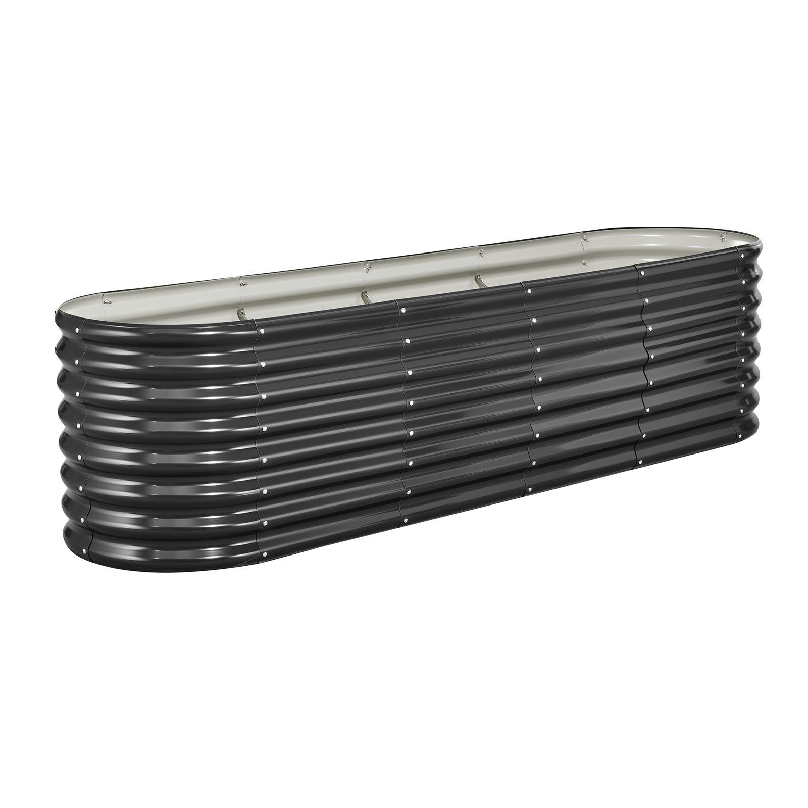 Metal Raised Garden Bed, 2.4 x 0.6 x 0.6 m Oval Outdoor Galvanized Planter Garden Box, Open Bottom Design, V952-JSYHZZCTYXSH1MOSL002V0