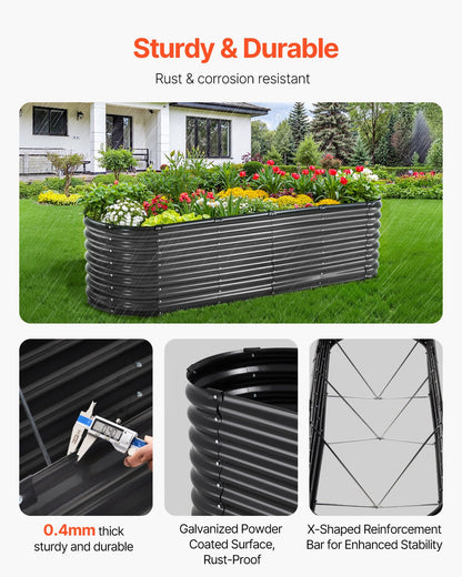 Metal Raised Garden Bed, 8 x 2 x 2 ft Outdoor Galvanized Planter Box, with Open Bottom, Large Oval Planter V952-JSYHZZCTYXSH1MOSLV0